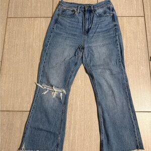 American Eagle Outfitters Light Blue Distressed Flare Jeans